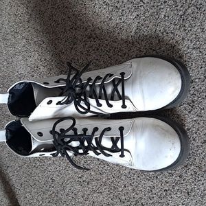 White Lace-Up Boots